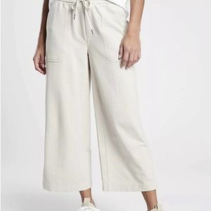 Athleta Pants Farallon Heathered Wide Crop Oatmeal Heathered Cream
